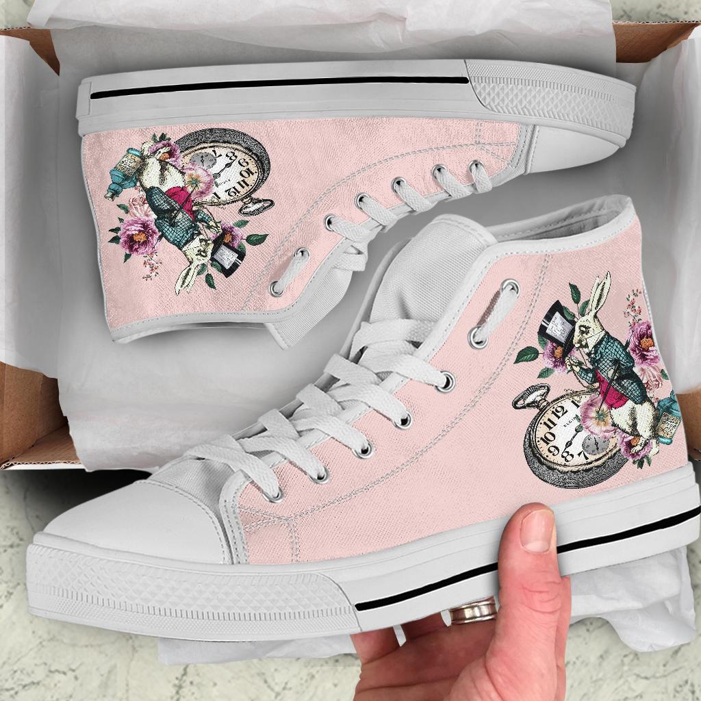 High Top Sneakers - Alice in Wonderland Gifts #43 White/Pink