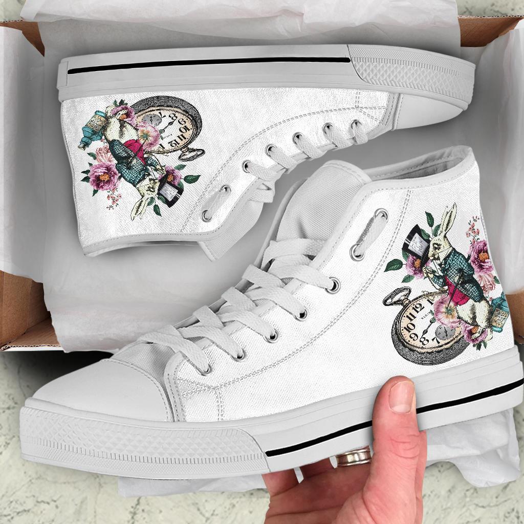High Top Sneakers - Alice in Wonderland Gifts #43 White/Pink