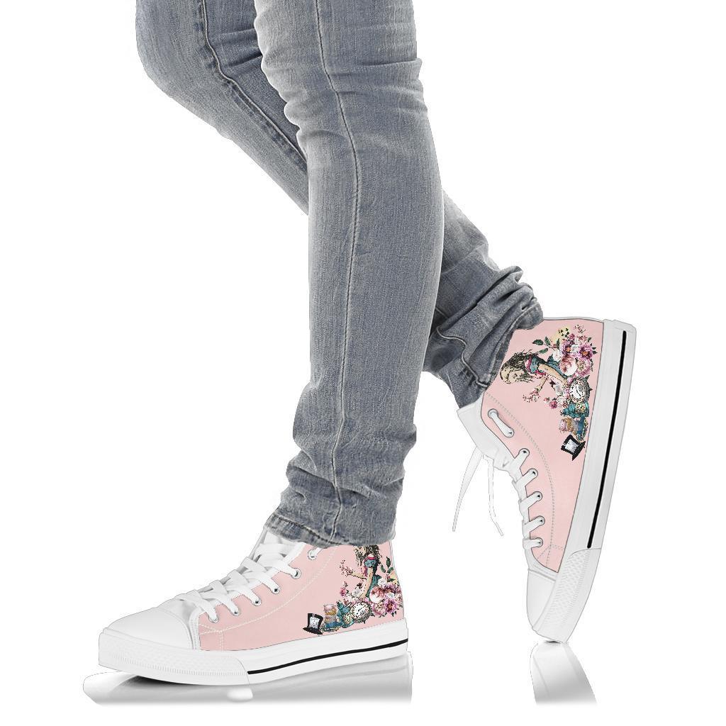 High Top Sneakers - Alice in Wonderland Gifts #44 White/Pink