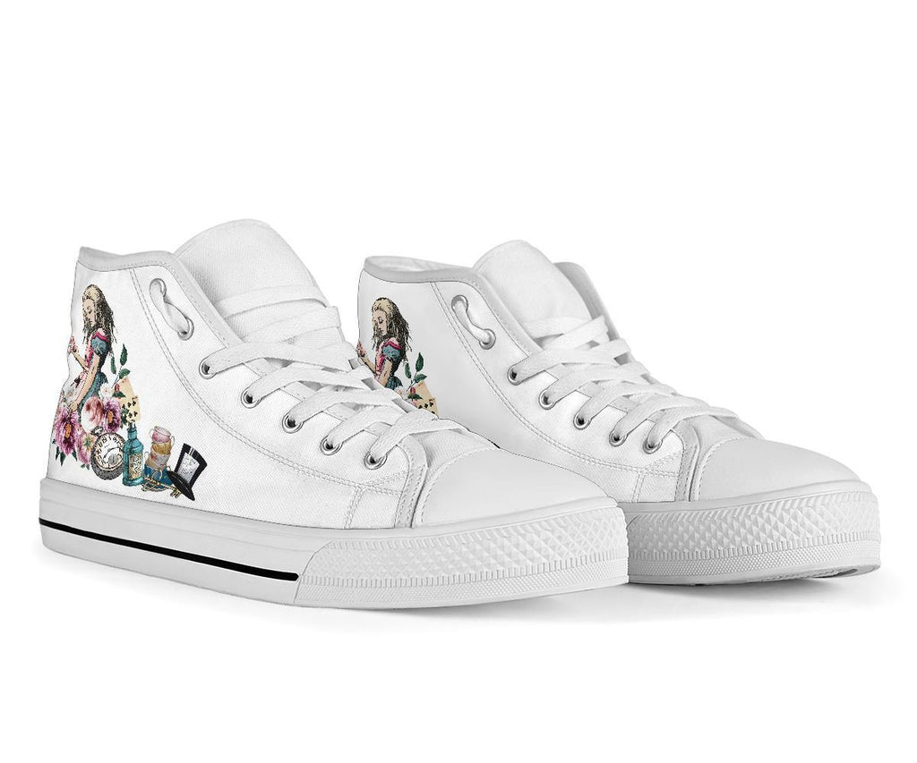 High Top Sneakers - Alice in Wonderland Gifts #44 White/Pink