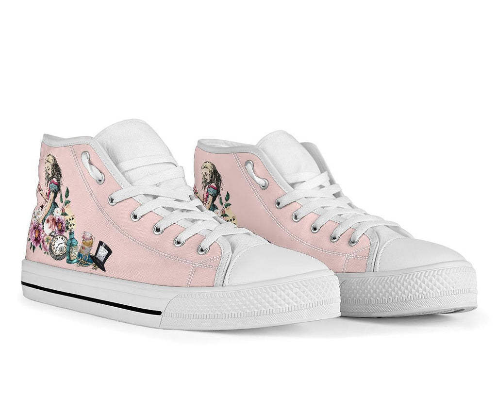 High Top Sneakers - Alice in Wonderland Gifts #44 White/Pink