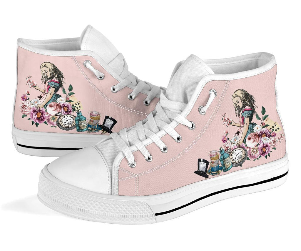 High Top Sneakers - Alice in Wonderland Gifts #44 White/Pink