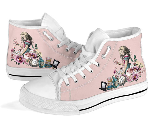 High Top Sneakers - Alice in Wonderland Gifts #44 White/Pink