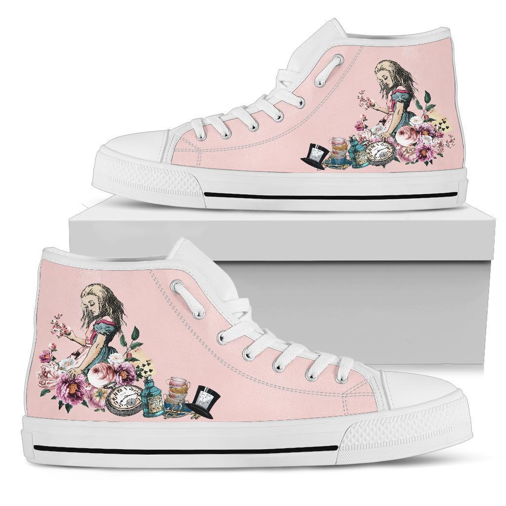 High Top Sneakers - Alice in Wonderland Gifts #44 White/Pink