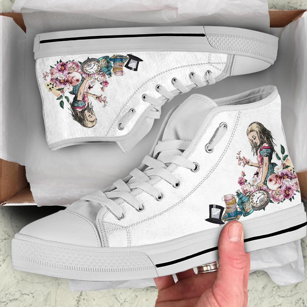 High Top Sneakers - Alice in Wonderland Gifts #44 White/Pink