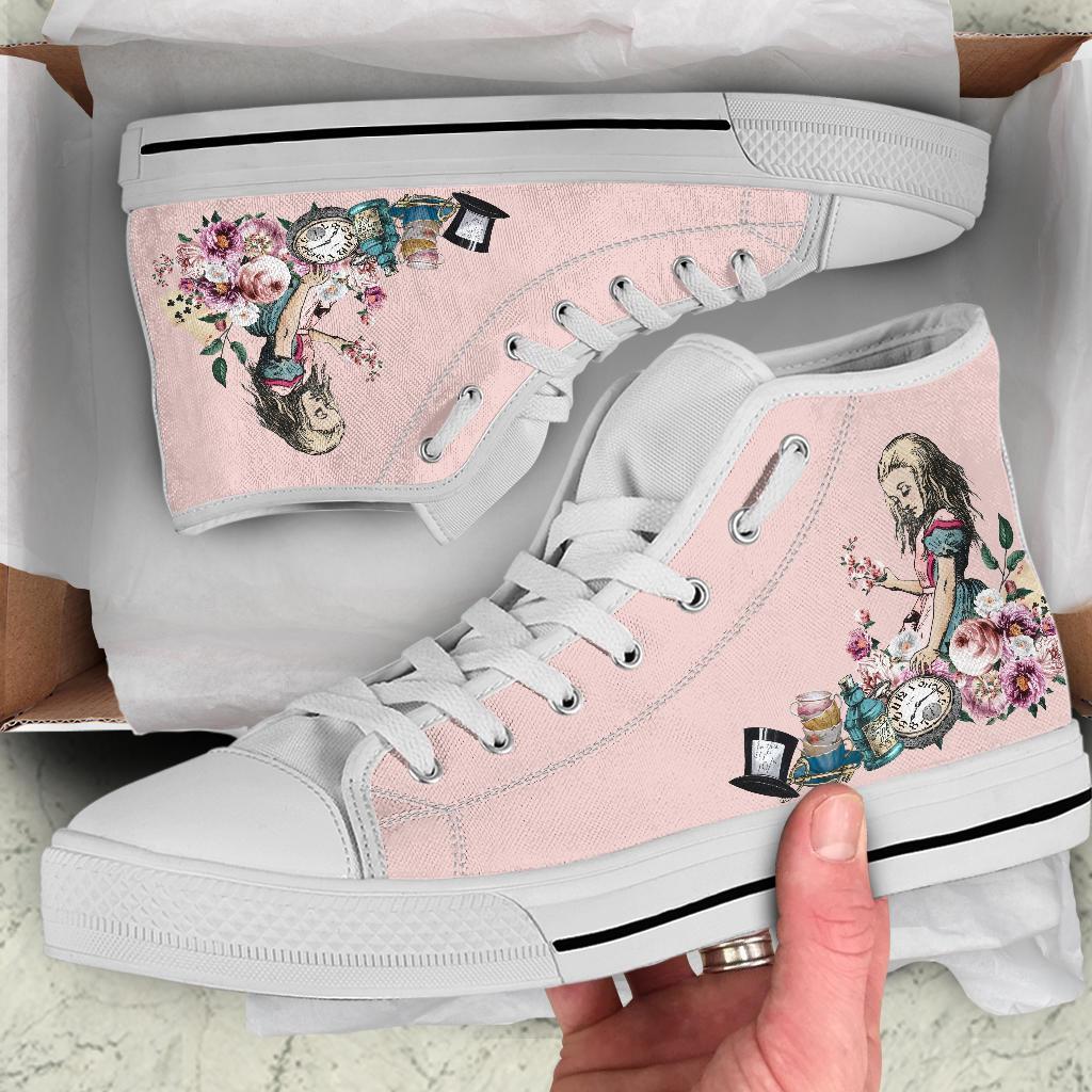 High Top Sneakers - Alice in Wonderland Gifts #44 White/Pink