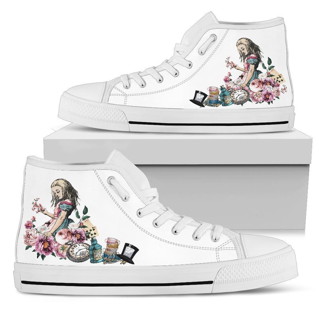 High Top Sneakers - Alice in Wonderland Gifts #44 White/Pink