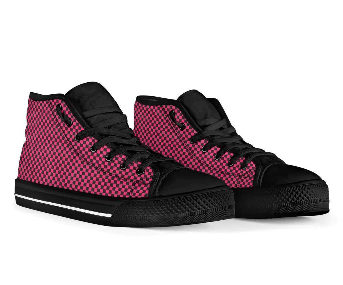 High Top Sneakers - Black and Pink Checkers | Custom High 