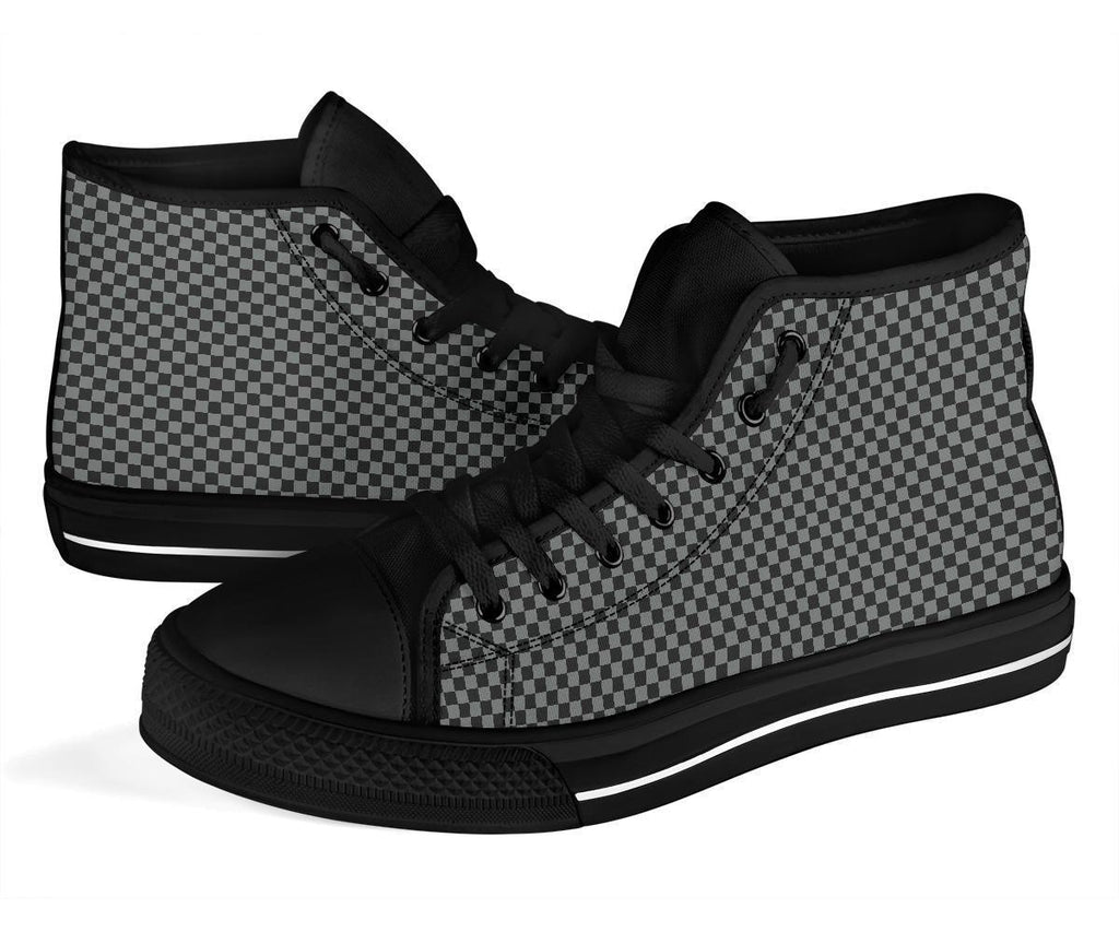 High Top Sneakers - Checkers in Black and Grey | Custom High