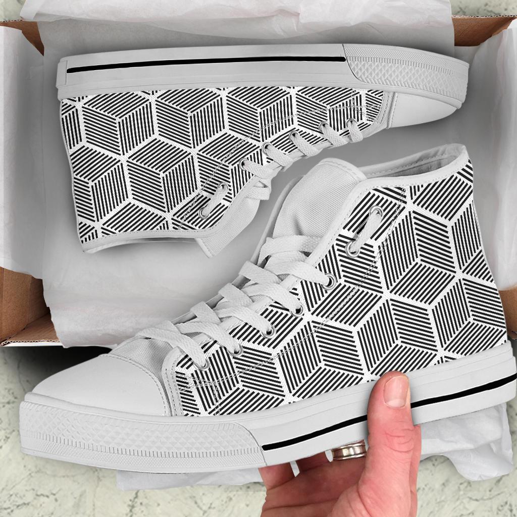 High Top Sneakers - Cubes | Custom High Top Shoes Patterned 