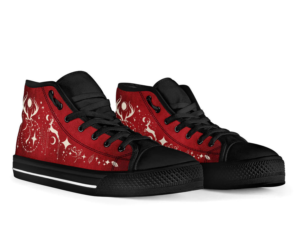 High Top Sneakers - Deer Celestial #101 | Red Custom Shoes
