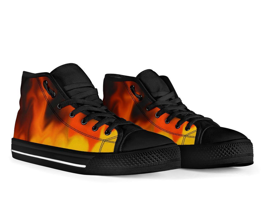 High Top Sneakers - Fire (Black) | Custom High Top Shoes 