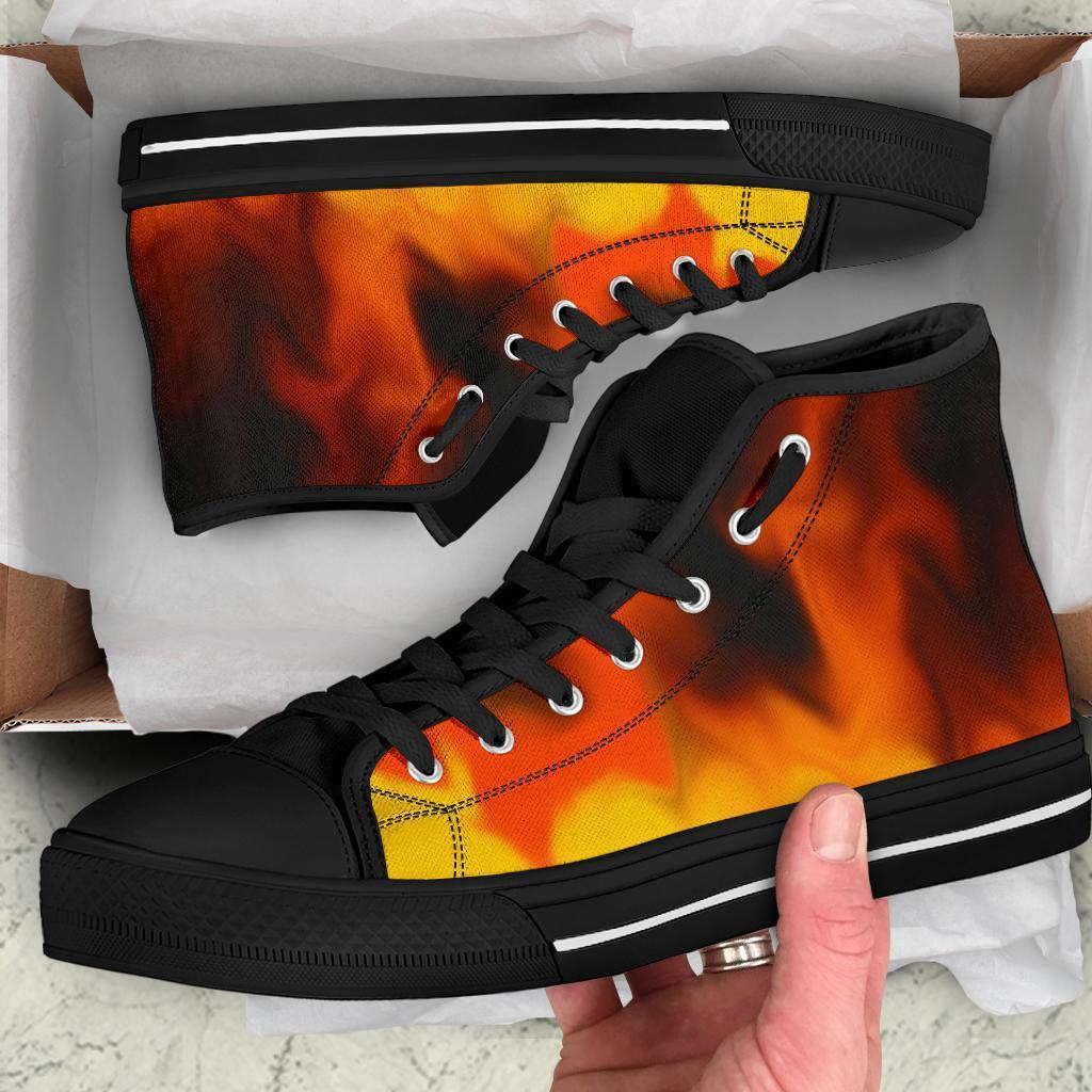 High Top Sneakers - Fire (Black) | Custom High Top Shoes 