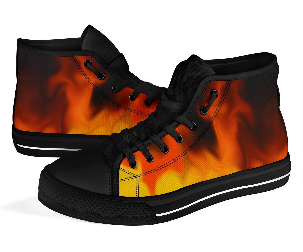 High Top Sneakers - Fire (Black) | Custom High Top Shoes 