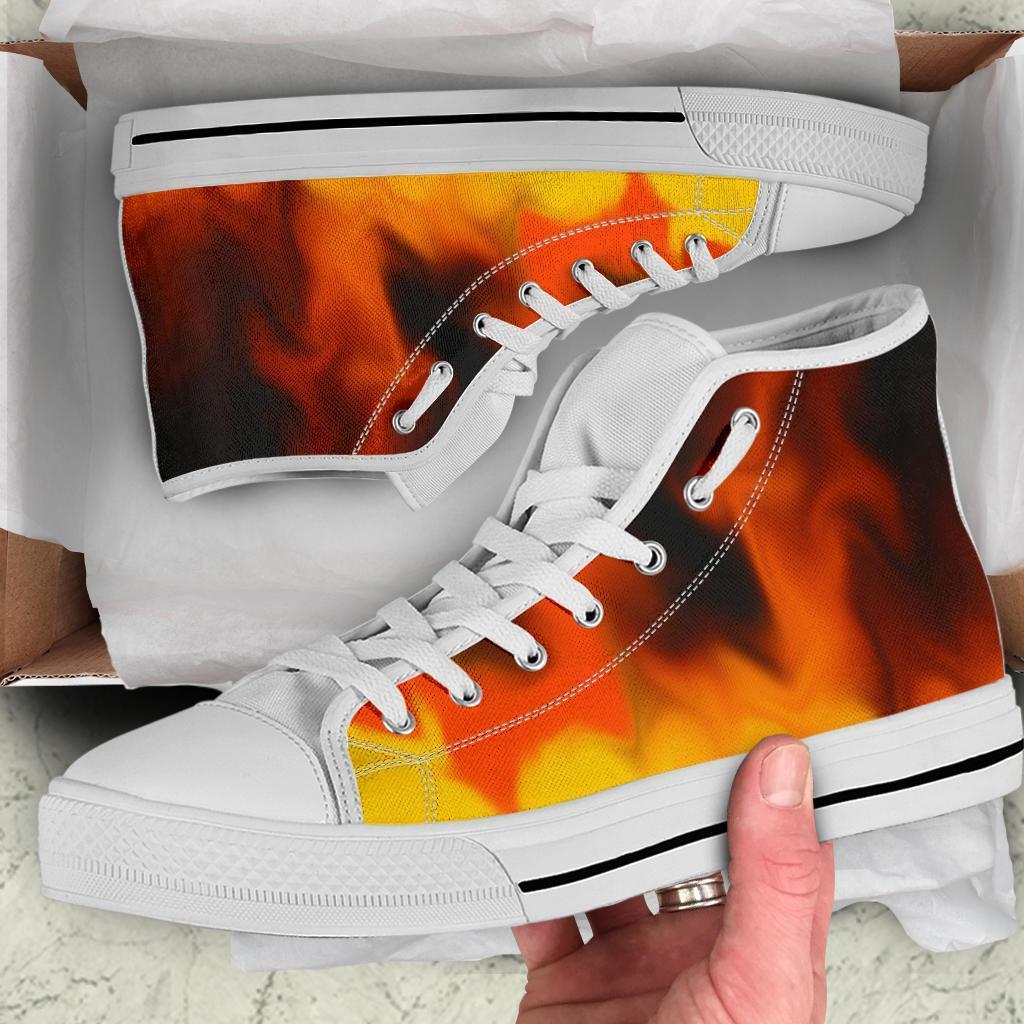 High Top Sneakers - Fire (White) | Custom High Top Shoes 