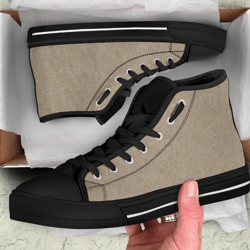 High Top Sneakers - Khaki (Black) | Custom High Top Shoes 