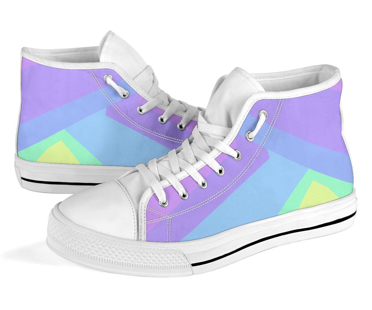 High Top Sneakers - Pastel Blocks (White) | Custom High Top