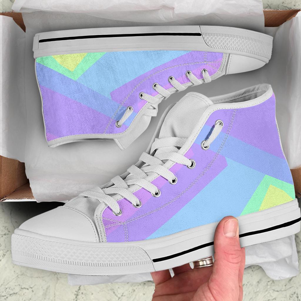 High Top Sneakers - Pastel Blocks (White) | Custom High Top