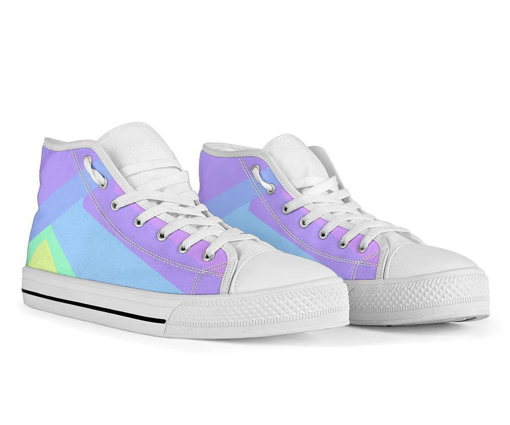 High Top Sneakers - Pastel Blocks (White) | Custom High Top