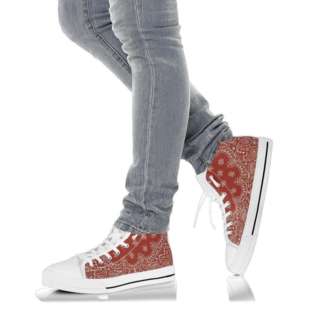 High Top Sneakers - Red Paisley Print | Custom High Top 