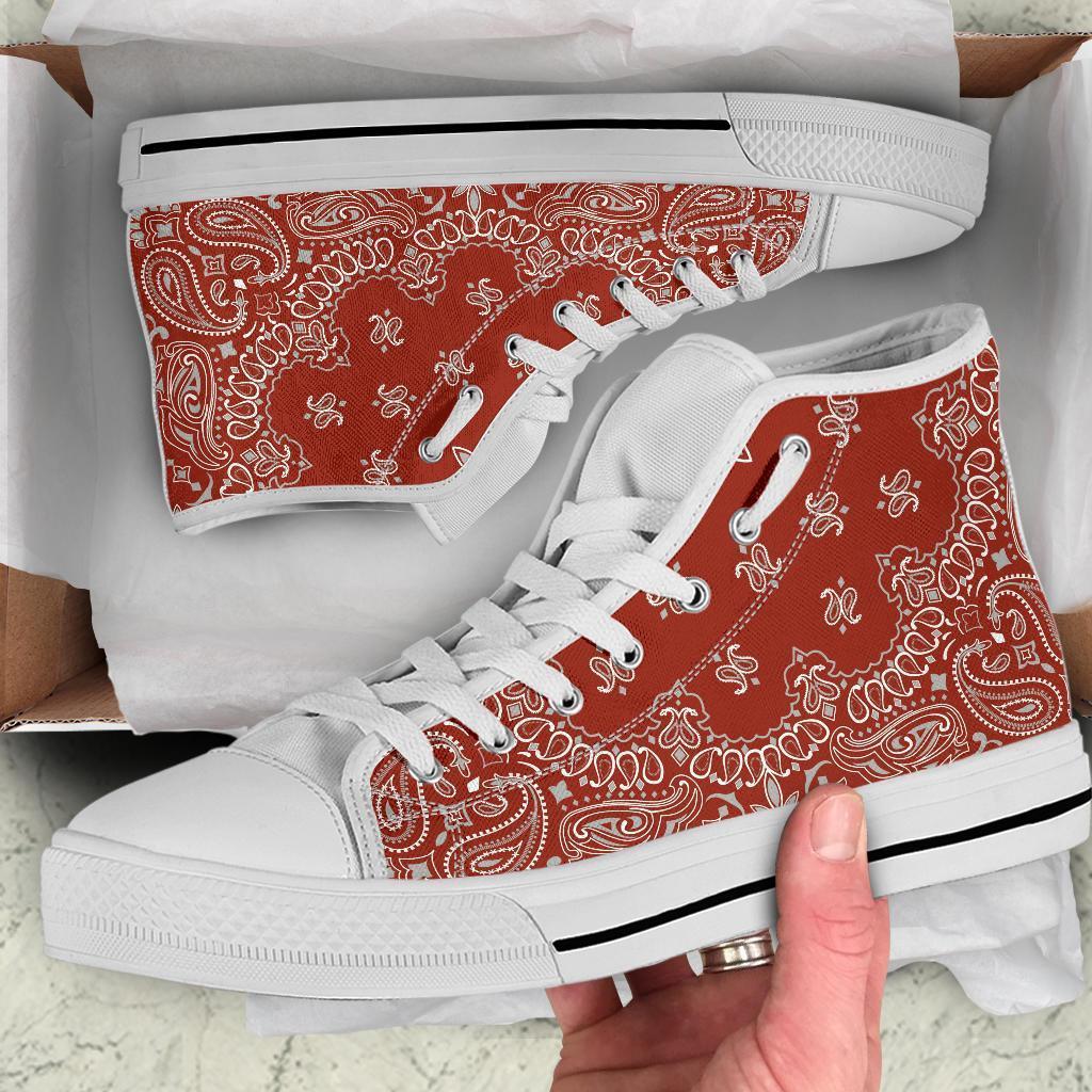 High Top Sneakers - Red Paisley Print | Custom High Top 