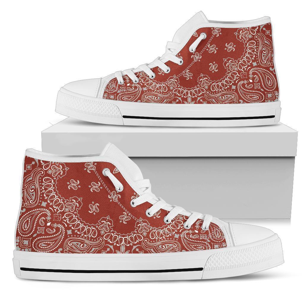 High Top Sneakers - Red Paisley Print | Custom High Top 