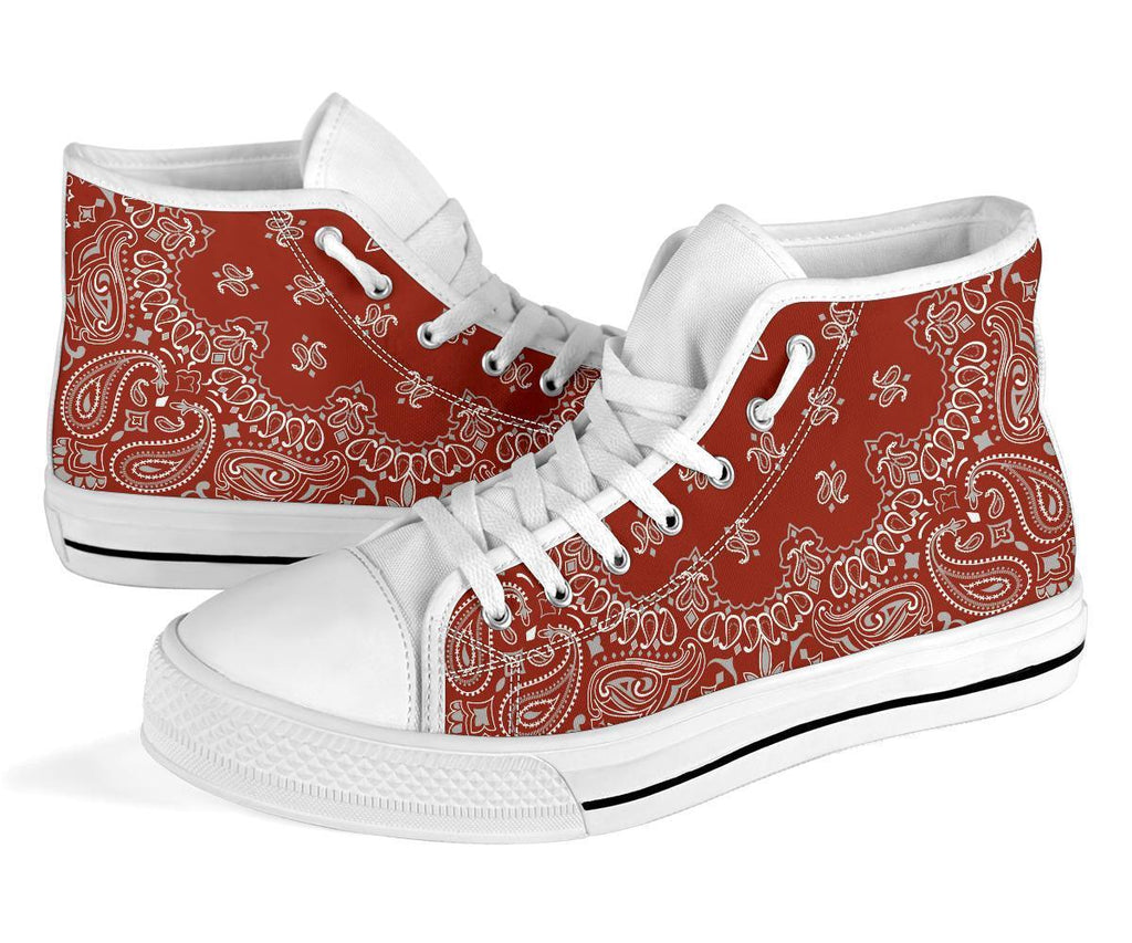 High Top Sneakers - Red Paisley Print | Custom High Top 
