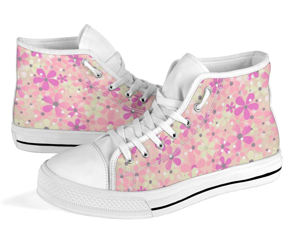 High Top Sneakers - Sweet Floral | Blush Pink Flat Shoes 
