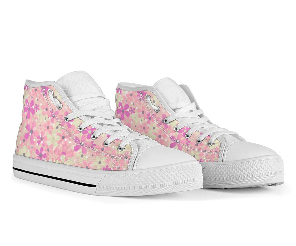 High Top Sneakers - Sweet Floral | Blush Pink Flat Shoes 