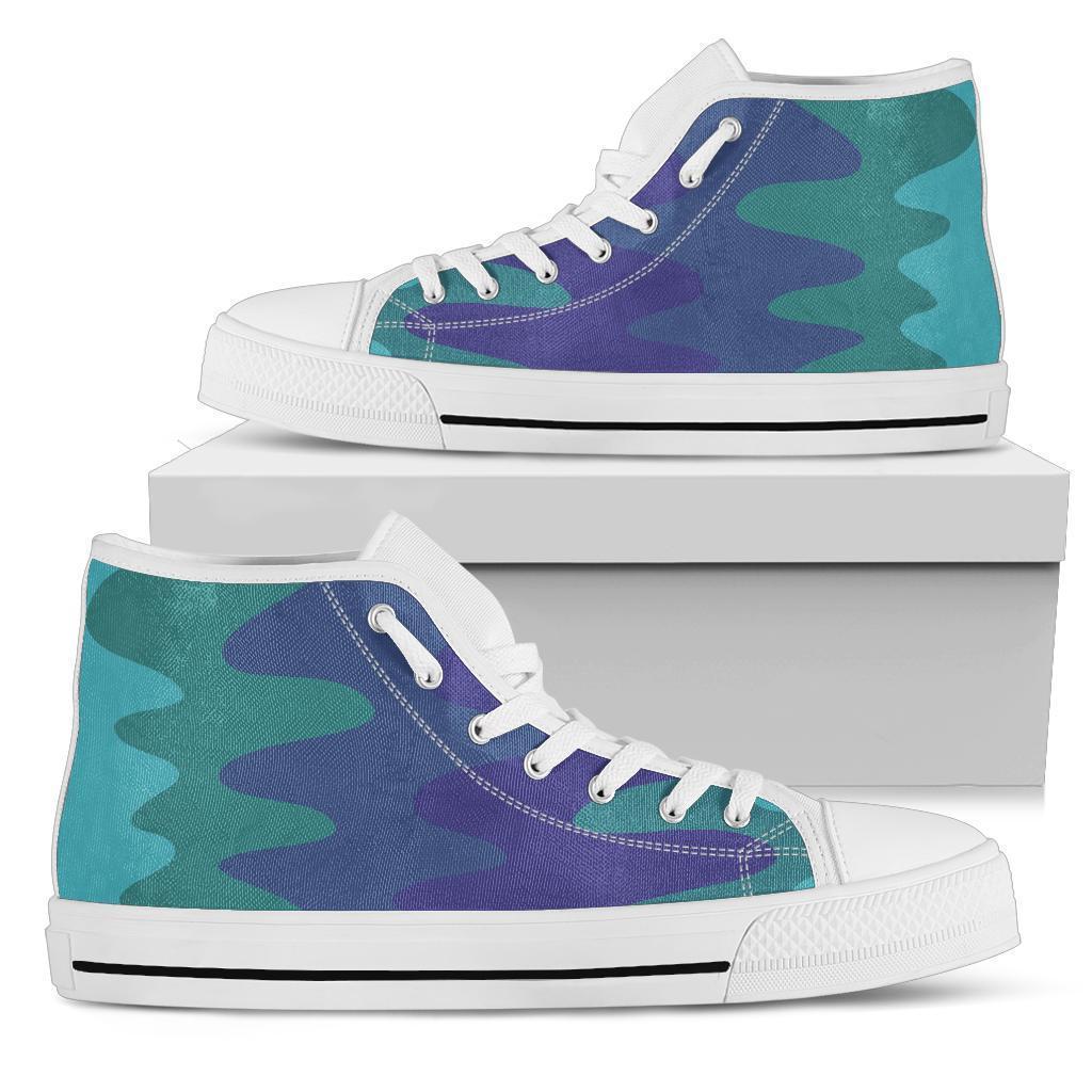 High Top Sneakers - Wavy Cool (White) | Custom High Top 