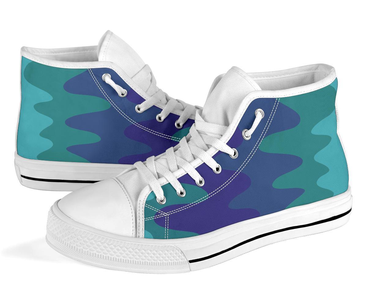 High Top Sneakers - Wavy Cool (White) | Custom High Top 