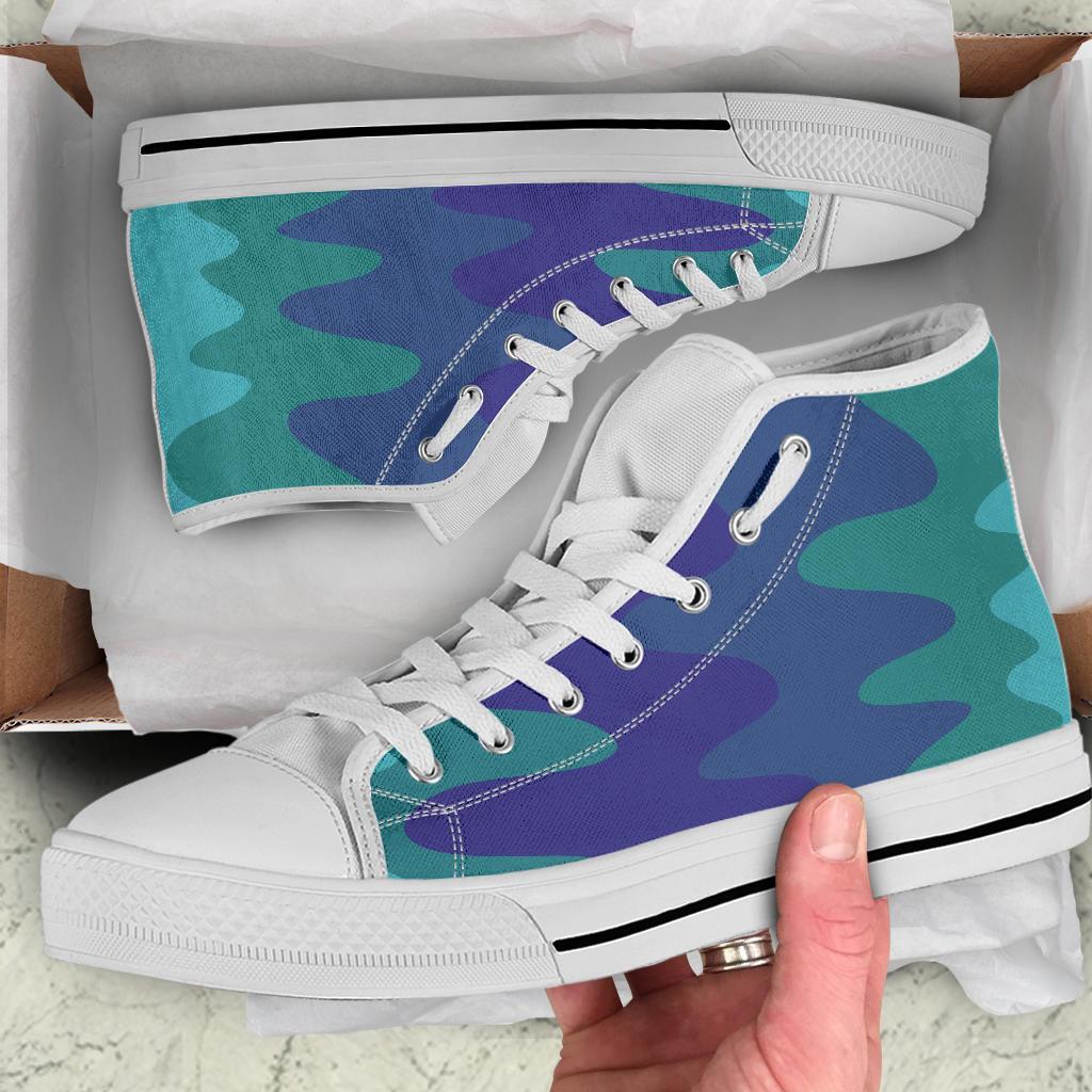 High Top Sneakers - Wavy Cool (White) | Custom High Top 