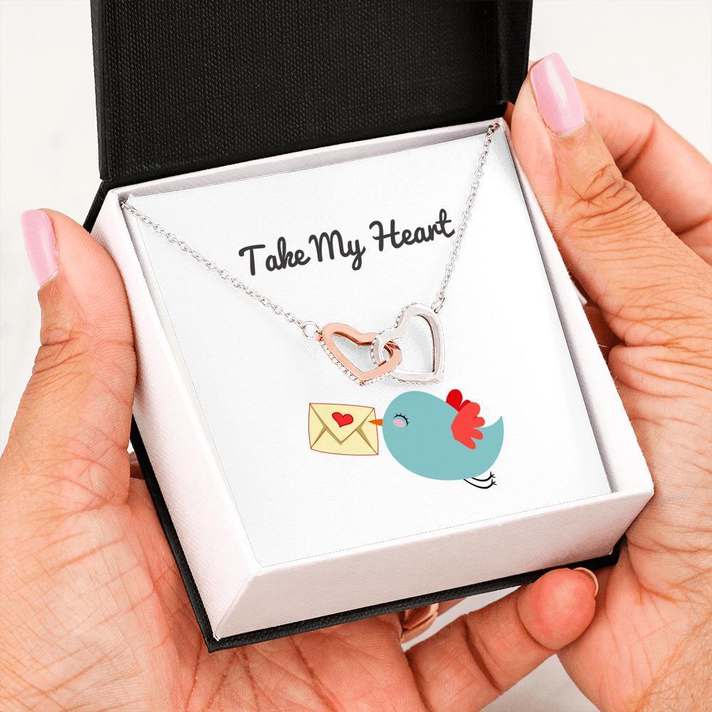 Interlocking Hearts Necklace | Message Card - Take My Heart 
