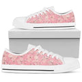 Low Top Canvas Sneakers - Sweet Pink Flowers #104 | 
