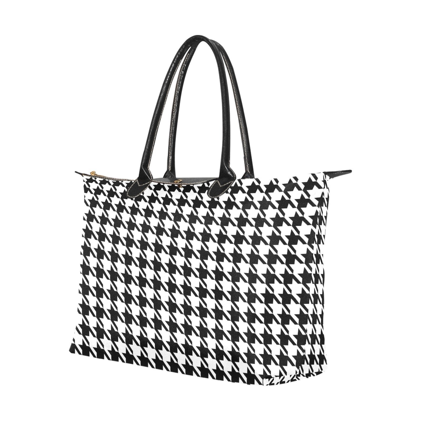 Nylon Tote-Classic Black and White Houndstooth | ACES