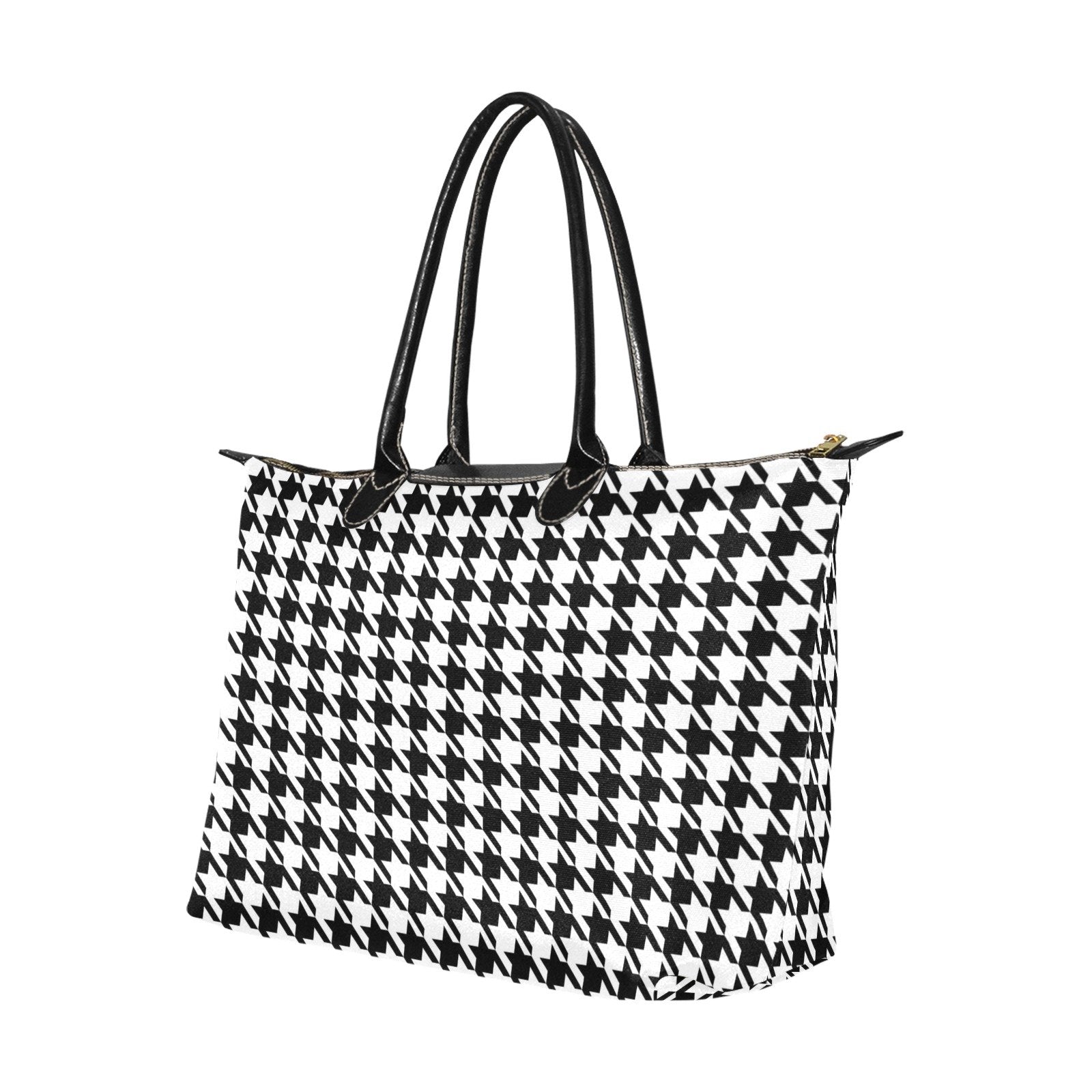 Nylon Tote-Classic Black and White Houndstooth | ACES