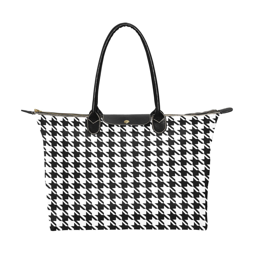 Nylon Tote-Classic Black and White Houndstooth | ACES