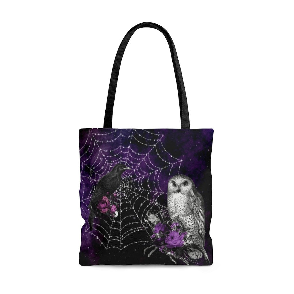 Polyester Tote Bag-Raven and Owl | ACES INFINITY