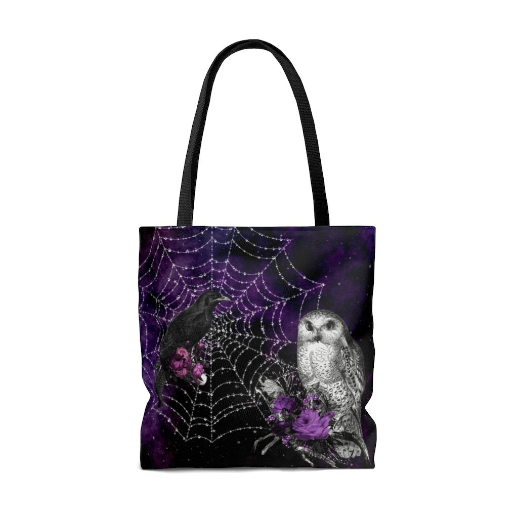 Polyester Tote Bag-Raven and Owl | ACES INFINITY