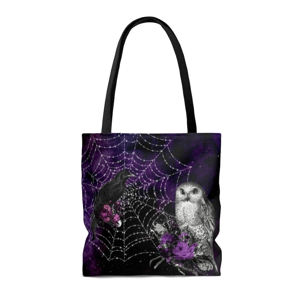 Polyester Tote Bag-Raven and Owl | ACES INFINITY