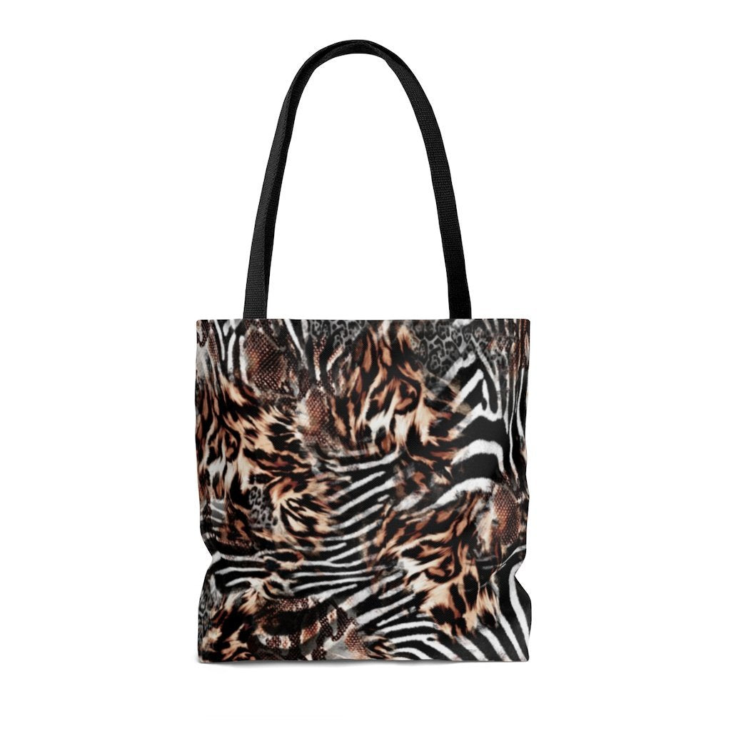 Premium Polyester Tote Bag - Distressed Animal Print #102 