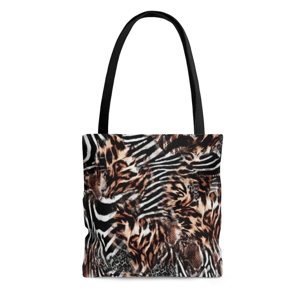 Premium Polyester Tote Bag - Distressed Animal Print #102 