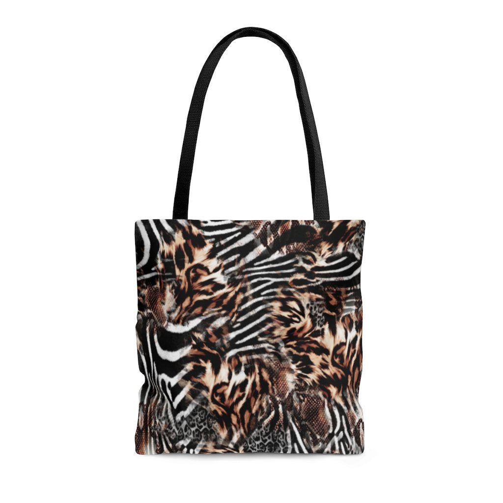 Premium Polyester Tote Bag - Distressed Animal Print #102 