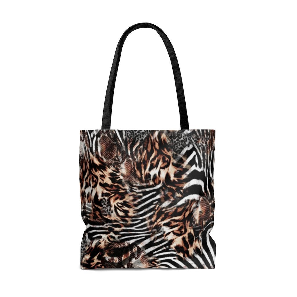 Premium Polyester Tote Bag - Distressed Animal Print #102 