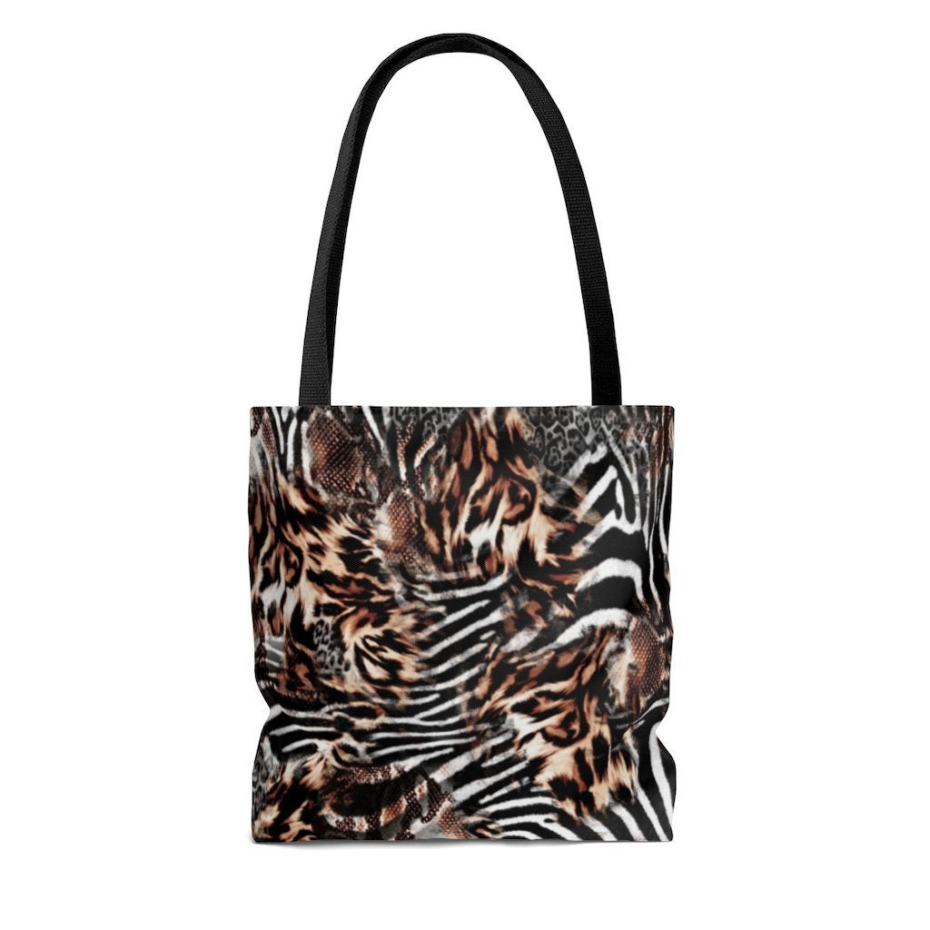 Premium Polyester Tote Bag - Distressed Animal Print #102 