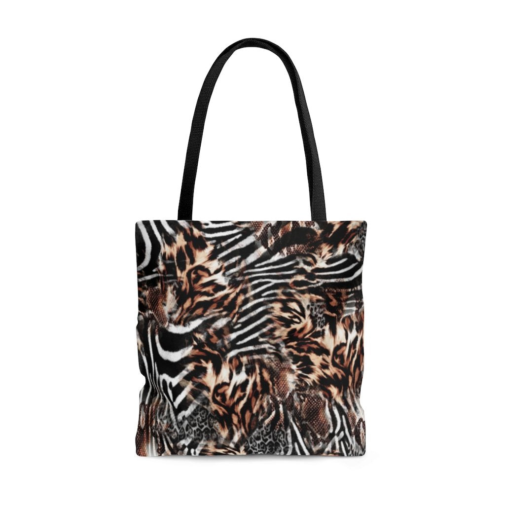Premium Polyester Tote Bag - Distressed Animal Print #102 