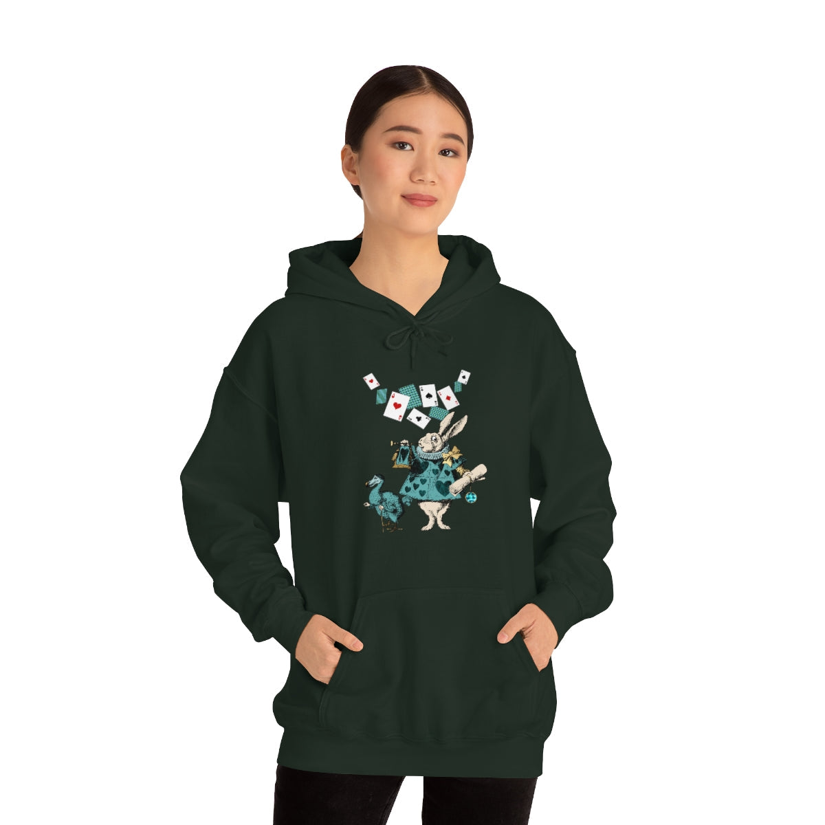 Pullover Hoodies-Alice in Wonderland Gifts 101 Teal Series