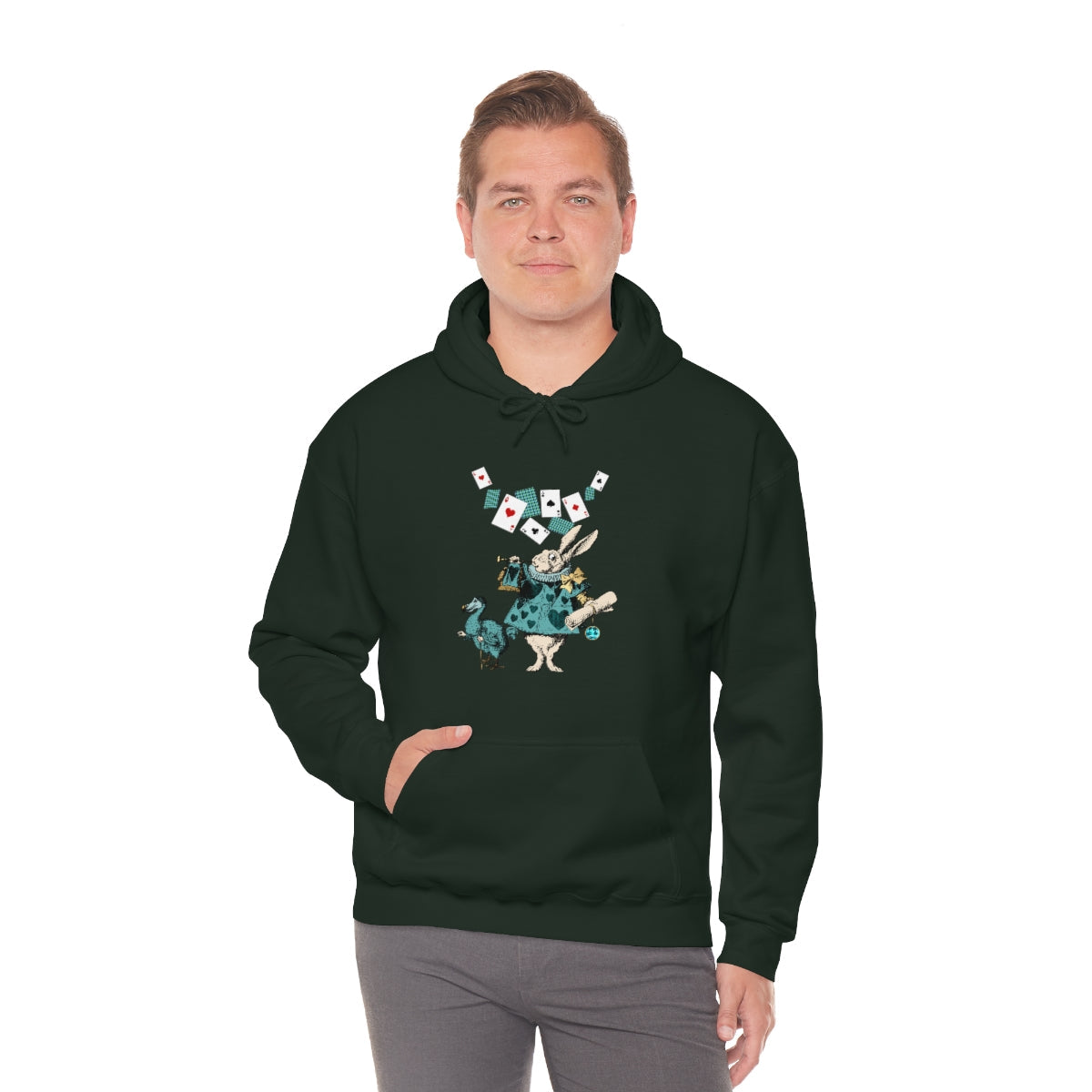 Pullover Hoodies-Alice in Wonderland Gifts 101 Teal Series