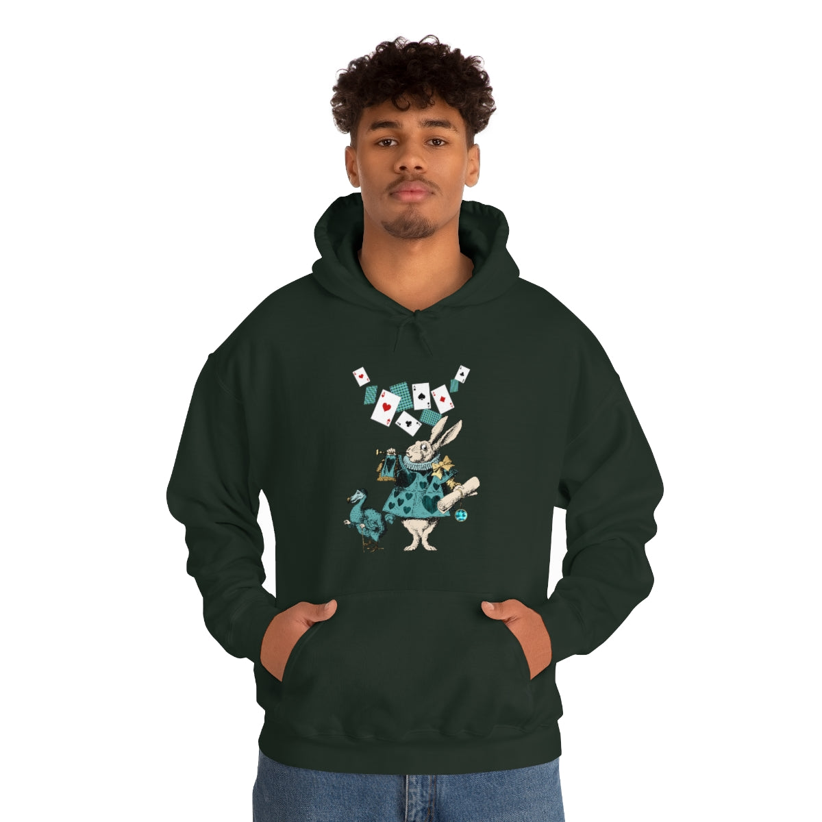 Pullover Hoodies-Alice in Wonderland Gifts 101 Teal Series