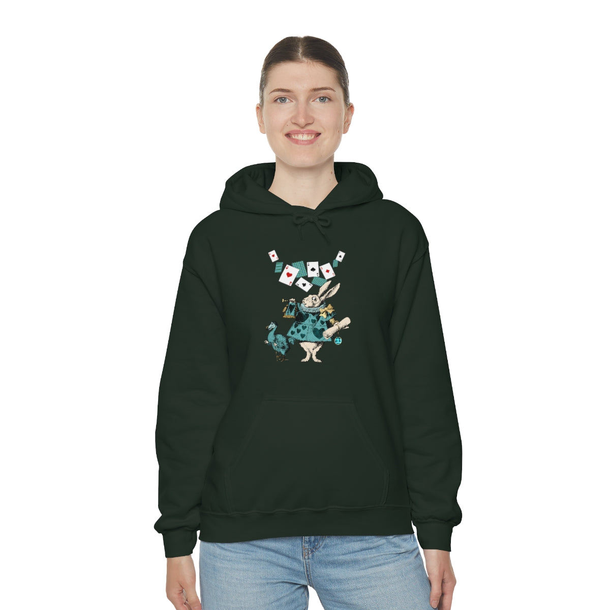 Pullover Hoodies-Alice in Wonderland Gifts 101 Teal Series